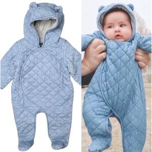 Gap Quilted Chambray Baby Bear One Piece 3-6 months